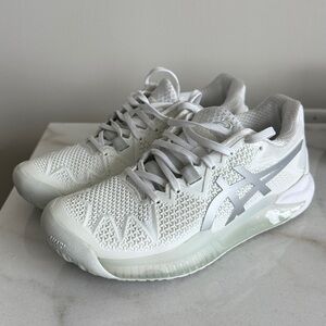 Asics Women's GEL-Resolution Tennis Shoes White and Pure Silver - Size 5